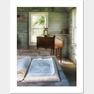 Teachers - One Room Schoolhouse with Book Posters and Art